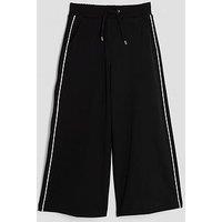 River Island Older Girls Side Stripe Wide Leg Trousers - Black