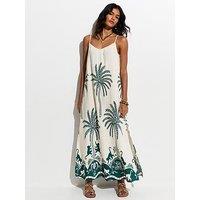 New Look Woven Palm Pattern Beach Maxi Dress - Green