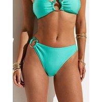 New Look High Leg Hipster Ring Bikini Briefs - Turquoise