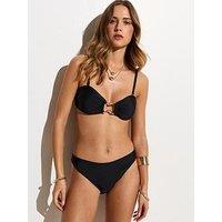 New Look Black Abstract Ring Bandeau Bikini Top