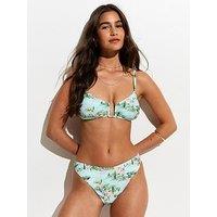 New Look Light Blue Scene High Leg Hipster Bikini Briefs - Multi