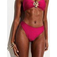 New Look High Leg Hipster Bikini Bottoms - Dark Pink
