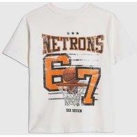 River Island Older Boys 67 Basketball Back Print T-Shirt - White