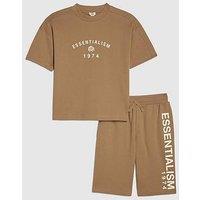 River Island Older Boys Essentialism T-Shirt And & Shorts Set - Beige