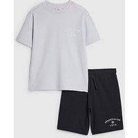 River Island Older Boys Essentialism T-Shirt & Shorts Set - Light Blue
