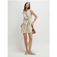 River Island Sl Stripe Cotton Tie Mini - Cream