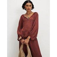 River Island Airflow Notch Neck Top - Brown