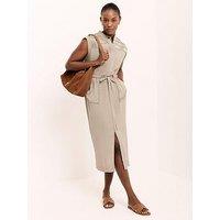 Mint Velvet Sleeveless Utility Shirt Midi Dress - Khaki