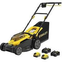 Stanley Fatmax Scmwp3701M2-Gb 18V V20 37Cm Walk-Behind Cordless Mower Kit - Brushless 2 X 4Ah Batteries, 2 Chargers, 45L Collection Bag