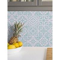 Walplus Santa Rosa Pistachio - Light Grey Stencil Tiles Wall Stickers - 15 Cm X 15 Cm - 24 Pcs