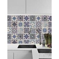 Walplus Malaga Spanish Blue Wall Tile Sticker Set - 15 X 15 Cm (6 X 6 In) - 24 Pcs