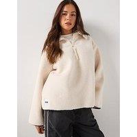 Gym King Womens Replenish Borg Half Zip - Cream