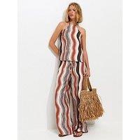 New Look Soft Touch Wavy Halter Top - Brown