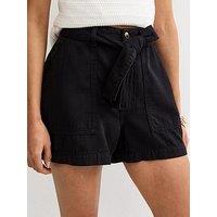 New Look Black Cotton Twill Cargo Shorts