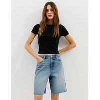New Look Light Blue Denim Cut Off Bermuda Shorts