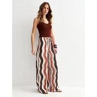 New Look Brown Wave Print Wide Leg Trousers