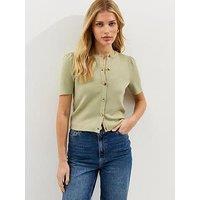 New Look Lightweight Short Sleeve Cardigan - Light Green