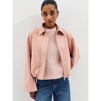 New Look Light Pink Faux Suede Bubble Hem Jacket