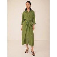 Vi.Ve.Re Lina Tie Front Shirt Dress - Green