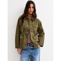 New Look Four Pocket Shacket - Khaki Green