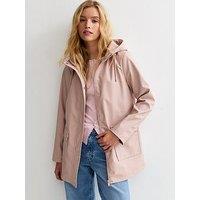 New Look Pale Pink Water Resistant Drawstring Hood Rain Anorak