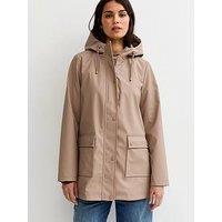 New Look Mink Water Resistant Drawstring Hood Rain Anorak - Brown