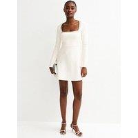 New Look Diamante Square Neck Mini Dress - White