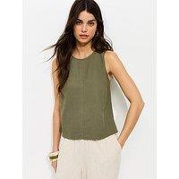New Look Dark Khaki Linen Blend Sleeveless Top - Green