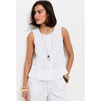 New Look Linen Blend Sleeveless Top - White
