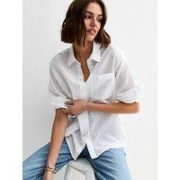 New Look Stripe Long Sleeve Shirt - White