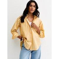 New Look Cotton Striped Button Up Shirt - Yellow