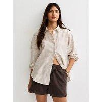 New Look Cotton Twill Pull On Drawstring Shorts - Dark Brown