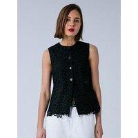 Religion Ellie Lace Waistcoat Occasion Top - Black