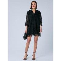 Religion Ellie Oversized Occasion Shirt Kaftan Dress - Black