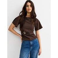 New Look Dark Brown Gathered Waist Corset T-Shirt
