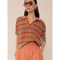 Vi.Ve.Re Annika Crochet Knit Polo Top - Orange