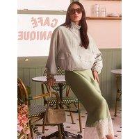 New Look Deep Lace Trim Midi Skirt - Light Green