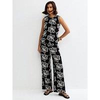 New Look Black Cornelli Embroidered Co-Ord Trousers