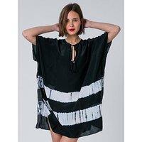 Religion Ella Tie Dye Kaftan Beach Wear - Black