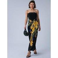 Religion Pretty Floral Bandeau Occasion Dress - Yellow