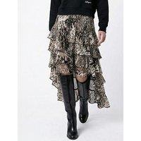 Religion Fae High Low Ruffle Skirt - Brown