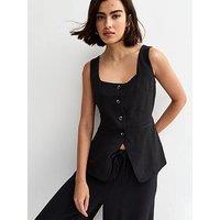 New Look Square Neck Button Down Waistcoat - Black