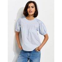 New Look Pintuck Poplin Blouse - Light Blue