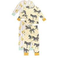 Chelsea Peers Kids 2 Pack Duck / Zebra Print Pyjamas - Yellow
