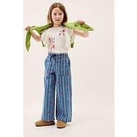Monsoon Girls Stripe Heart Denim Jeans - Blue