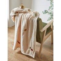 The Very Collection Pumpkin Embroidered Fleece Throw