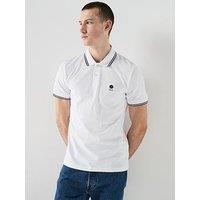 Pretty Green Rayner Tipped Short Sleeve Polo Shirt - White