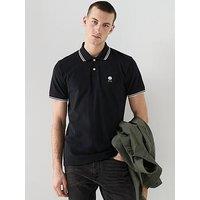 Pretty Green Rayner Tipped Short Sleeve Polo Shirt - Black