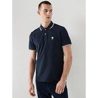Pretty Green Rayner Tipped Short Sleeve Polo Shirt - Navy