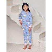 Chelsea Peers Kids Dinosaurs Long Sleeve Crew Neck Pyjamas - Blue